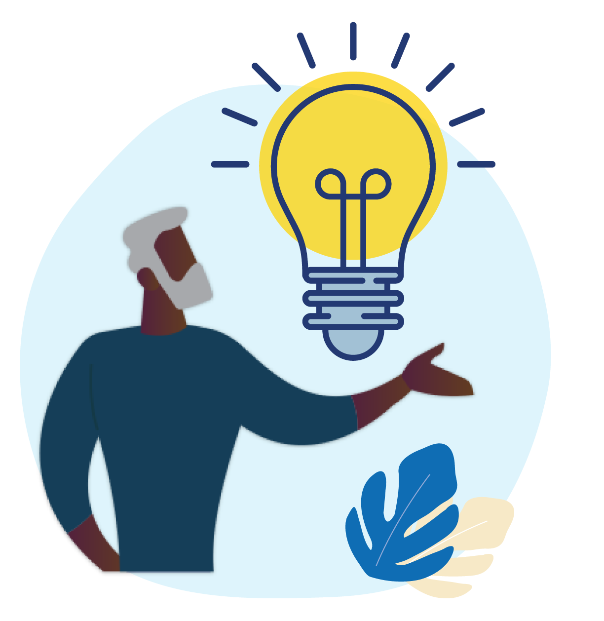 Illustrated man with lightbulb